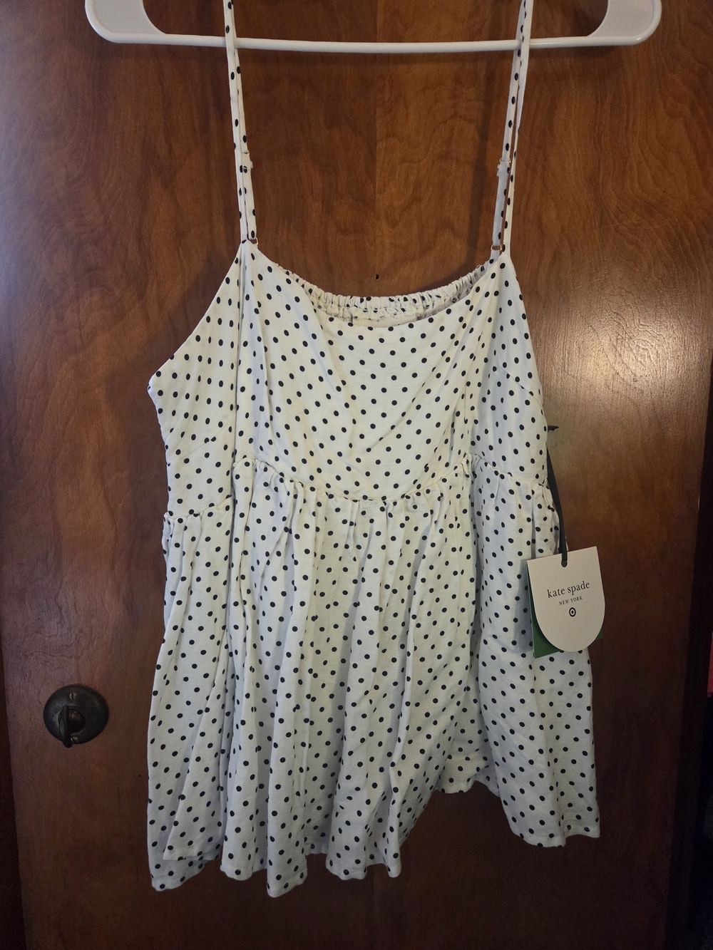 kate spade White and Black Polka Dot Spaghetti Strap Top